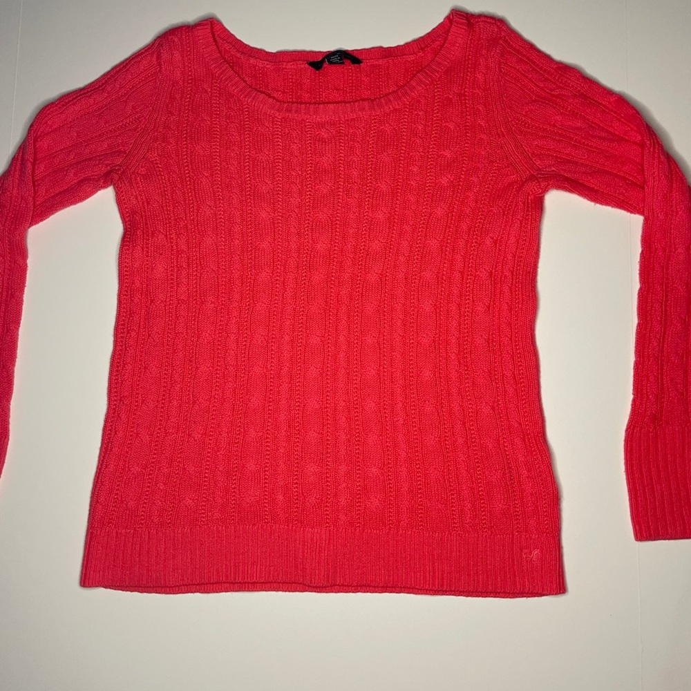 Scoop neck cable knit sweater American Eagle